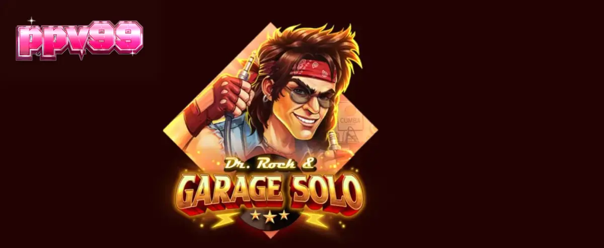 Tampilan visual slot Dr. Rock & Garage Solo dengan elemen musik rock